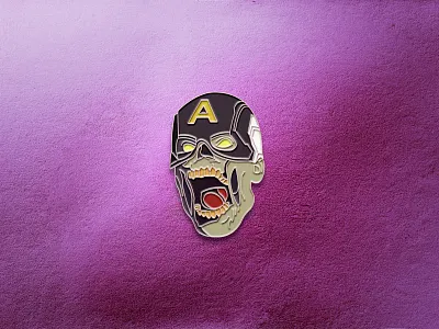 Zombie Cap Enamel Pin badge cap captain america disney enamel pin geometric icon design iconography marvel marvel comics marvel studios pin pin design pins vector what if zombie zombie cap