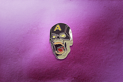 Zombie Cap Enamel Pin badge cap captain america disney enamel pin geometric icon design iconography marvel marvel comics marvel studios pin pin design pins vector what if zombie zombie cap