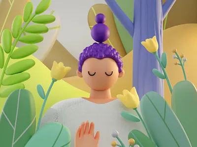 3d Buddha 3d animation blender character design illustration