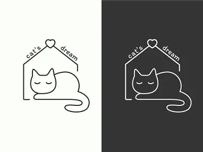 Cat's dream art branding cat design flat graphic design hotel illustration illustrator line art logo monoline one line art vector