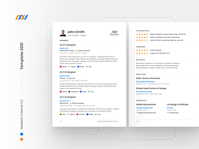 Internal CV Template by Neoteric clean cv clean resume company cv curriculum vitae cv cv creative cv design cv template design font job layouting minimal paper resume cv resume template style typography uxui work