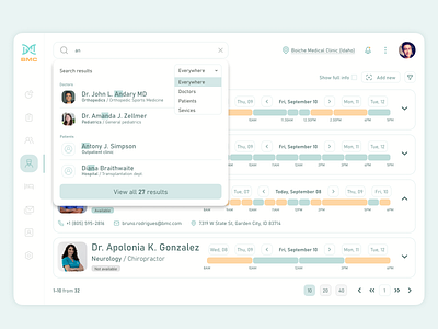 Medical clinic search result 022 clinic daily ui design doctors list figma medical medical app pagination paging search search result users