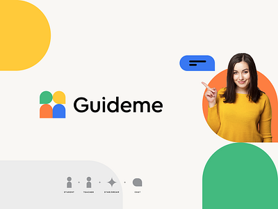 Guideme abstract app branding chat clever education flat geometry icon logo mark minimal school star ui