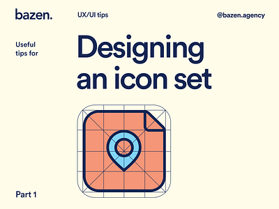 Design Tip - Designing an icon set bazen agency brand brand design brand identity brand layout branding branding design dailyui design design tip design tips graphic design icon icon design icon set illustration ui ui design uiux ux