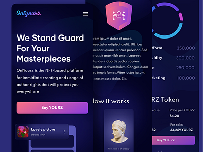 OnlyYourz - Mobile Version cruptocurrency crypto design landing landing page mobile nft token ui visual