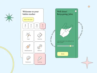 Habits tracker | Mobile UI agency app app design concept design illustration mobile ui outline ui ux vector visual design