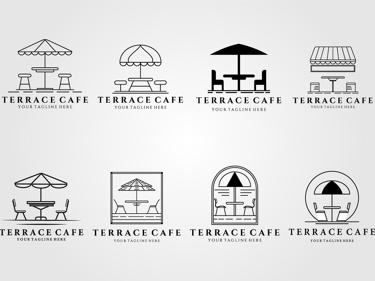 set of terrace cafe logo vector line by arisky pandu winoto on Dribbble