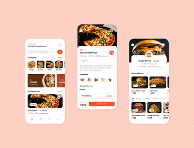 Food Delivery App app burger clean ui design food food app food delivery app mobile mobile app pizza ui uiux ux