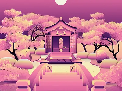 NFT Art - "Jizo Buddha" artist buddha contrast crypto daily art digital illustration flat design illustration jizo landscape nft nft art nft artist nft community shrine statue trees vector vector illustration zen