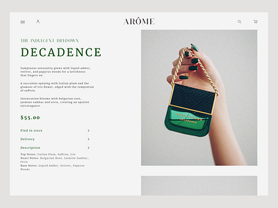 Perfumes store website concept - Menu animation concepte design ecommerce figma menu minimal minimalistic motion design motion graphics online shopping online store perfumes shop store ui ux video web website