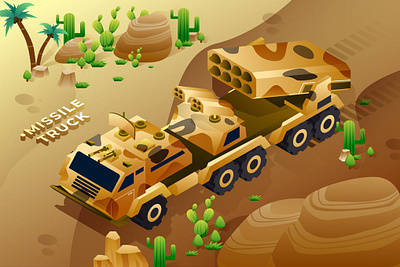 Missile Truck - Isometric Illustration 3d 3d animation 3d art 3d character 3d illustration app banner concept design illustration landing landing page landing pages page pages ui ux web design web development website