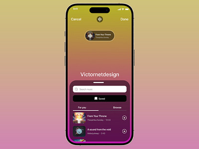 Victonetdesign Music App app design design digital design interface design mobile app design modern modern music music music app music selection new songs singing songs sound effect trend songs ui user experience ux vibrant color palette warm color palette