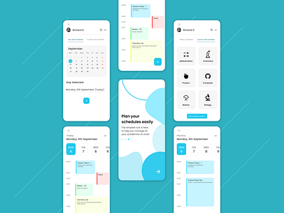 Academic Schedule App academic app design branding clean daily ui day to day design graphic design illustration landing page logo minimal mobile mobile app schedule scheduler timing ui ux design vector