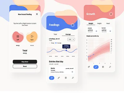 Breastfeeding concept app baby breastfeeding charts concept app design feeding health mobile mobile app moms mother newborn pregnancy tracking ui ux