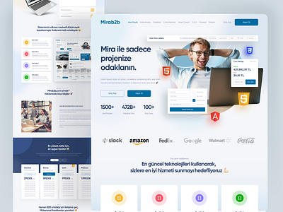 Mira B2B Landing Page UI/UX Design affiliate b2b b2c business case study design design system figma landing page modern product design saas style guide typography ui ui design ux ux design website xd