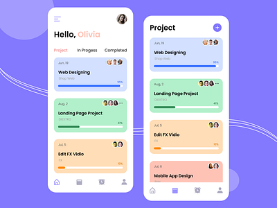 Management Project & Task !! | UI Design by Elvina app appdesign dribbledesign fyp graphic design mobile mobileapp mobiledesign pastel projectapp purple taskapp ui uidesign uiux uxdesign