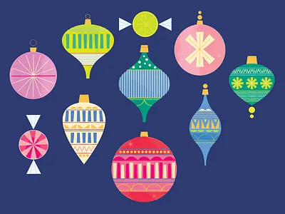 Deck the Halls christmas christmas card design holiday card holidays illustration midcentury modern ornaments