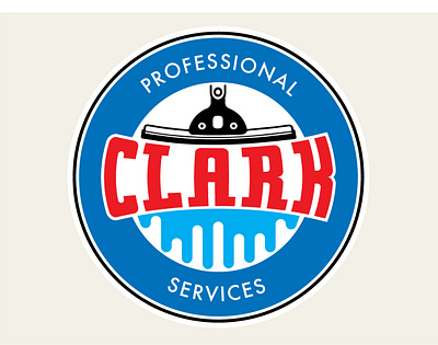 Clark Professional Services branding design icon logo professional squeegee typography vector