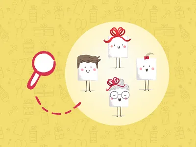 Giftster Join a Group Illustration characters design illustration pattern procreate search texture web design website