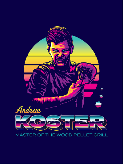 Andrew Koster -- Grill Master 80s app branding design drawing illustration logo retro typography ui ux vector