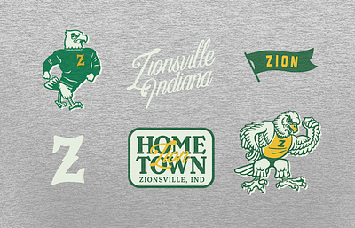 Zionsville Spirit Wear illustration lettering logo mascot typography vintage