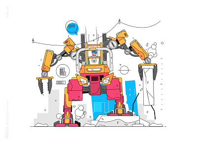 Exoskeleton loader illustration bulder character construction exoskeleton flat illustration kit8 loader man robot strong vector