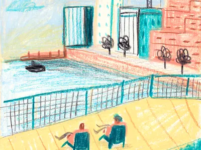 Crayon Drawing 1 character city crayon drawing editorial illustration people picture book plein air texture urban sketching