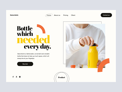 Saturnbird home page design bottle design graphic design home page home page design home page user experience home page user interface home ui home ux landing landing page landing page design typography ui ux web website website design yellow yellow page