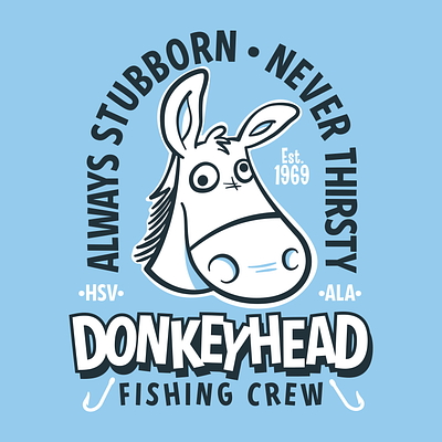 Donkeyhead Fishing Crew cartoon donkey fishing t shirt