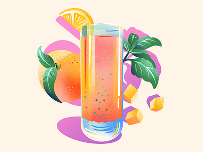 Peach Mango Basil Mocktail beverage cocktail drawing drink editorial editorial illustration gradient illustration jordan kay juice limited color noise smoothie texture