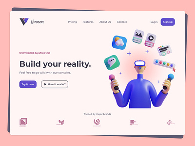 vport landing page 3d app branding design graphic design homepage illustration landing page ui vector web page website