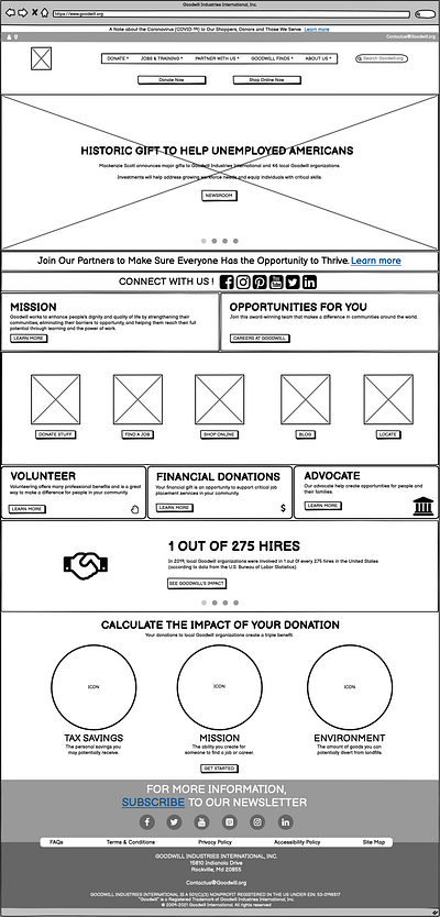 Homepage Wireframe