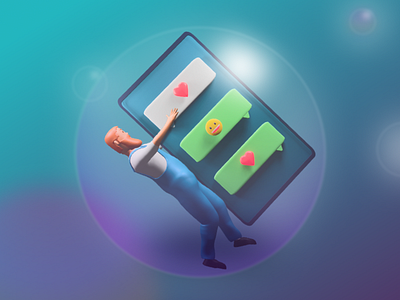 Are you in a bubble? 3d app design icon illustration ui ux