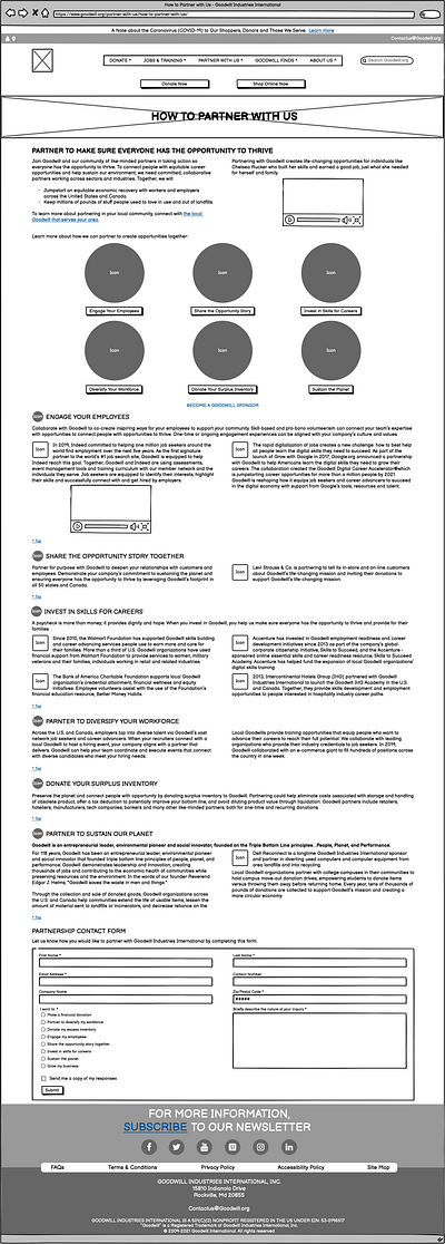How to Partner with Us page Wireframe