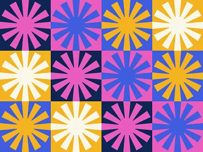 Patterns & Colors brand branding bright color identity illustration intense logo mid century mod pattern retro sun sunburst vintage