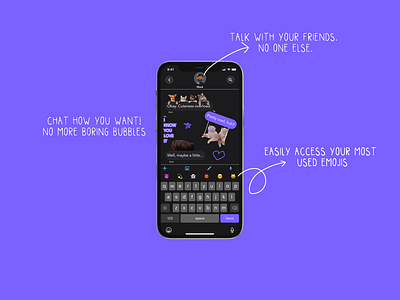 Free-form chat page of a social media app UI app branding challenge chat design figma free form graphic design icon illustration logo media message messenger motion graphics redesign social ui ux vector