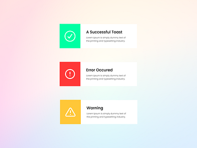 Toast Message alert desinger message minimal notification popup toast ui ux web