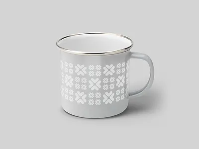 Upstart enamel cup - Holiday edition brand system branding christmas cup design enamel geometric graphic design gray holiday mug pattern silver swag teal upstart white