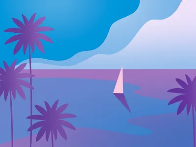 Sea sunset illustration