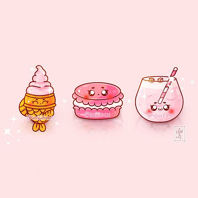 Japanese desserts with sakura flavor V2 adorable adorable lovely artwork concept creative cute art digitalart illustration