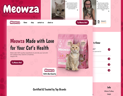 Meowza - Premium Cat Food Landing Page Design branding cat food design designer figma graphic design landing page ui ui ux ux web design website