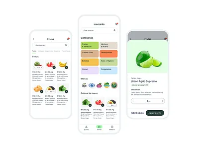 Mobile e-commerce - Mercanto app branding chef app food app graphic design grid layout minimal minimal ui product design simple ui white wholesale