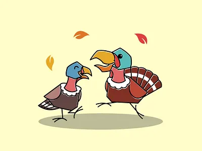 Dancing Turkey Bird Couple Autumn Fall Thanksgiving autumn bird cartoon character couple cute dancing fall happy mascot season thanksgiving turkey vector