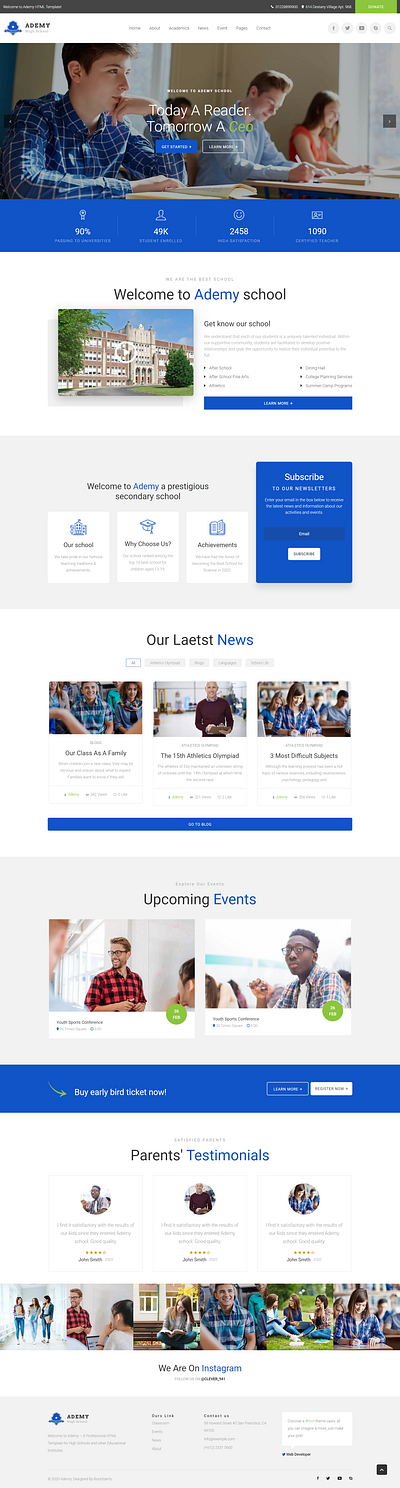 Ademy – Education HTML Template bootstrap study html template e learning html template education html template educational institute template educational website template online course web template online school web template