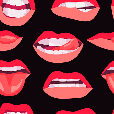 Seamless drawing of women's lips. illustration