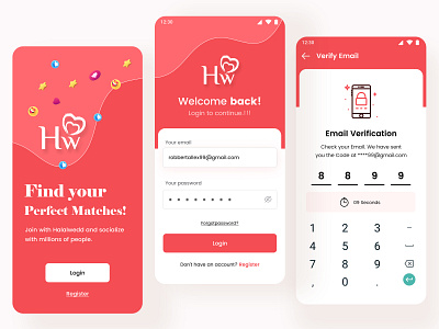 Wedding Vendor | Log-in OTP couple dating login match mobile app otp perfect signup social splash ui ux wedding