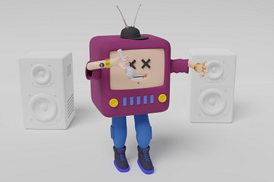 3D TV on stage. 3d 3d art 3d design 3dillustration blender blendercycles c4d clay cute design hip hop illustration shoes speaker stage stylized thuglife tv ui uidesign