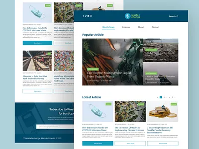 waste4change blog redesign blog blue graphic design green ui ux website