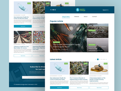 waste4change blog redesign blog blue graphic design green ui ux website