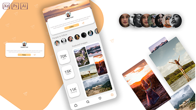 Profile screen of social media for travelers app design graphic design illustration mobile ui ux